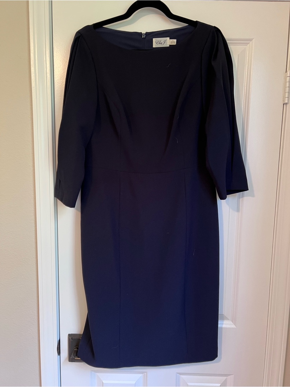 Eliza J Navy Long Sleeve Sheath Dress